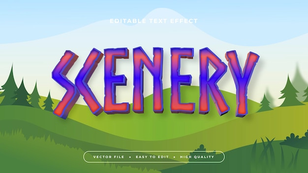 colorful scenery 3d editable text effect font style