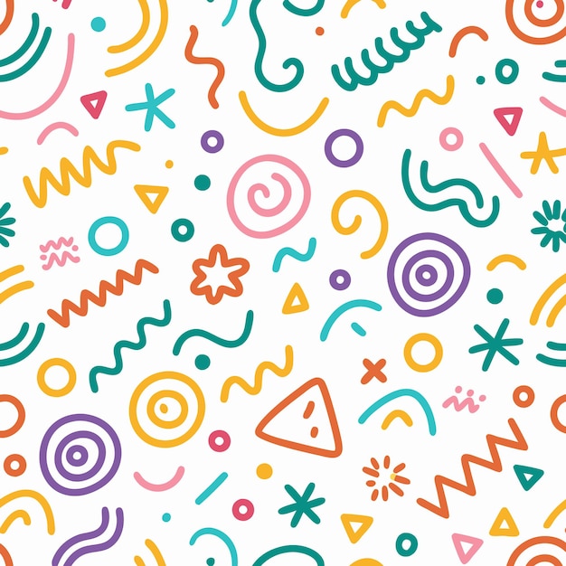 colorful scribble pattern with various shapes