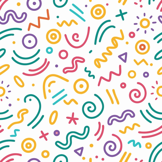 colorful scribble pattern with various shapes