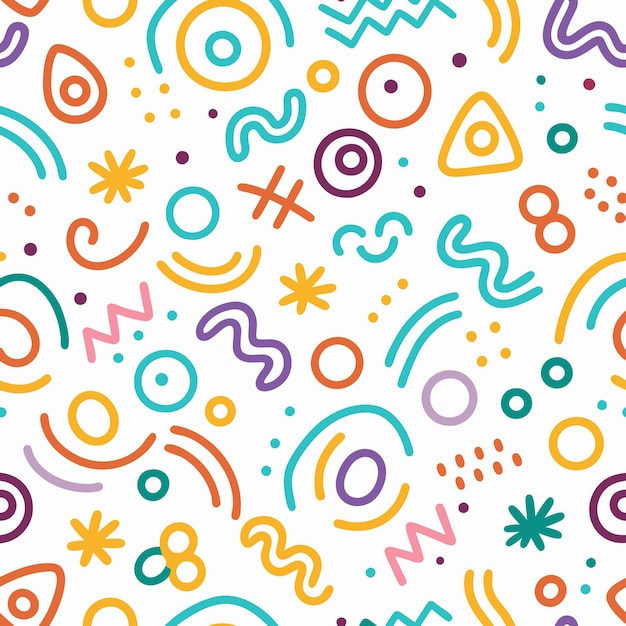 colorful scribble pattern with various shapes