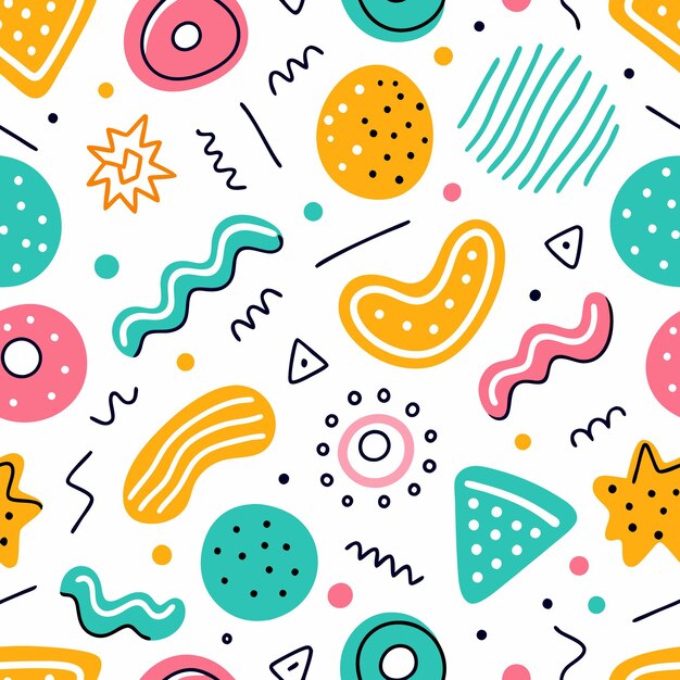 colorful scribble pattern with various shapes