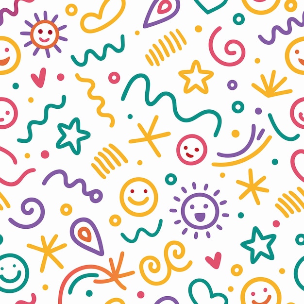 colorful scribble pattern with various shapes