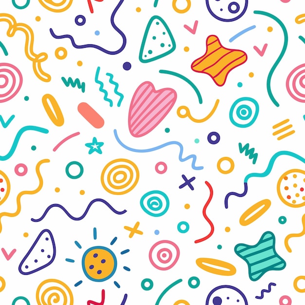 colorful scribble pattern with various shapes