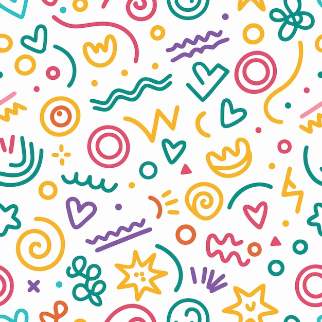 colorful scribble pattern with various shapes