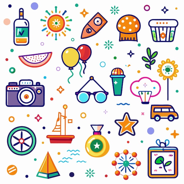 colorful scribble pattern with various shapes