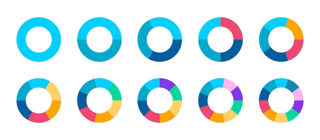 Colorful Segment Slice Set with Pie Chart Icons