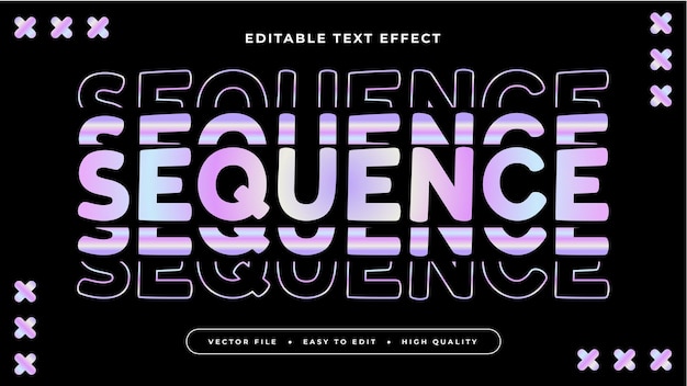 colorful sequence 3d editable text effect font style