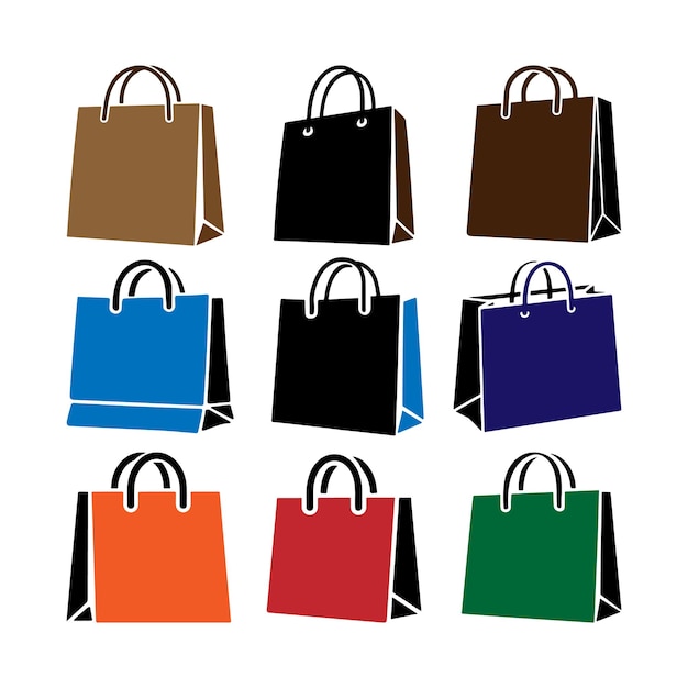 colorful shopping bags set vector icon