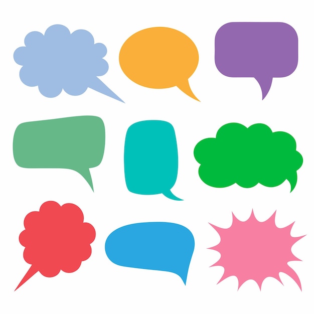 Colorful Speech Bubble Set Cartoon Chat Balloons Vector