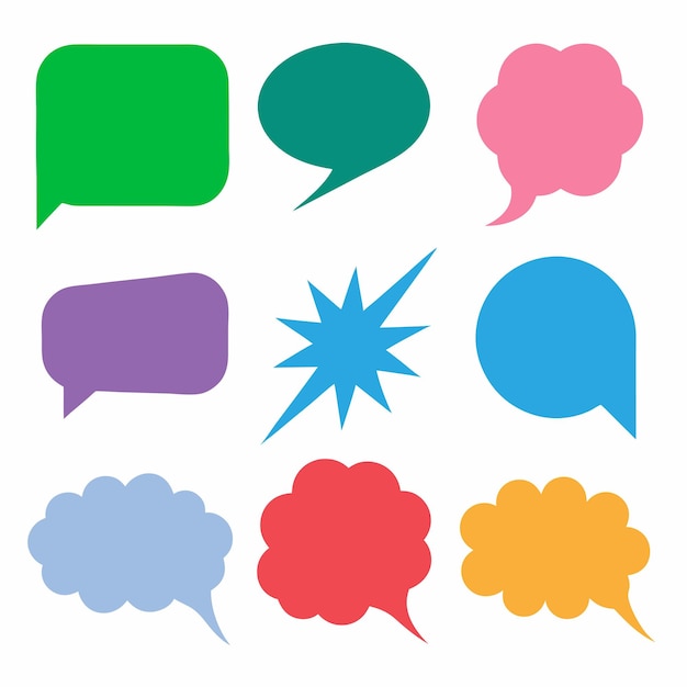 Colorful Speech Bubble Set Cartoon Chat Balloons Vector