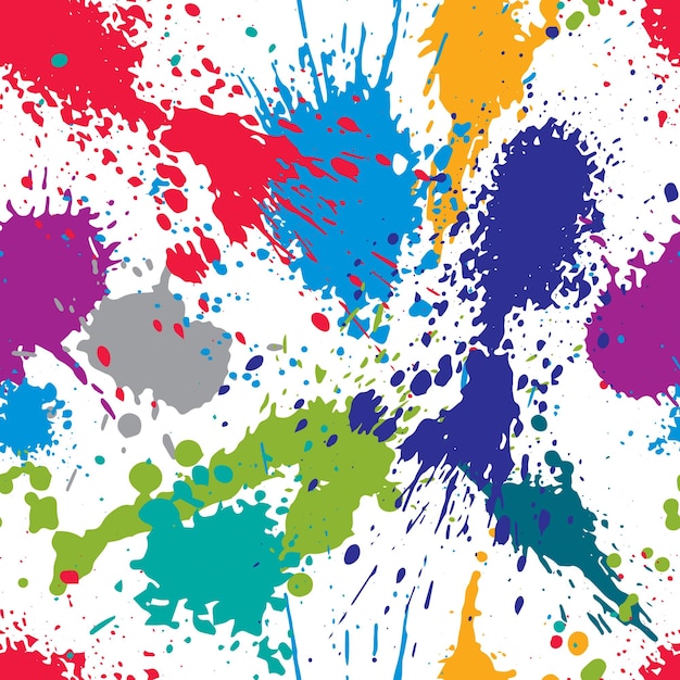 Colorful splattered web design repeat pattern, art ink blob, paintbrush drawing. Bright graffiti seamless background, eps8.
