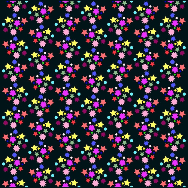 colorful stars on a dark green background watercolor illustration seamless pattern