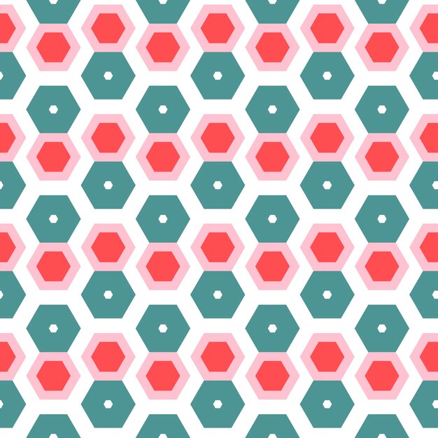 colorful trendy geometric hexagon seamless background isolated in white