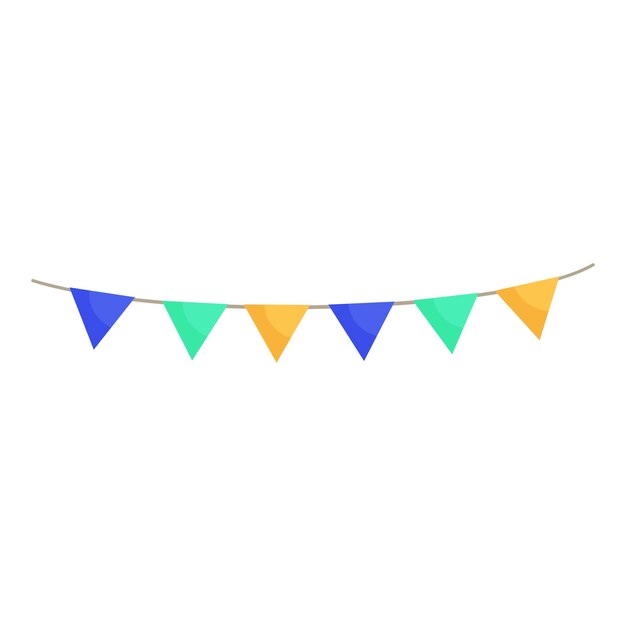 Colorful triangle flags hanging on string decoration