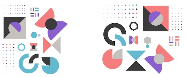 Colorful vector banners with abstract design memphis geometric style For banner background business or technology presentation web brochure cover layout wallpaper
