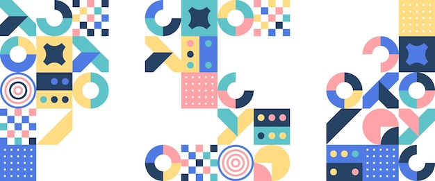 Colorful vector illustration geometric minimal pattern mosaic banner Simple circle shapes modern banner vector design For web design business presentation website header invitation background