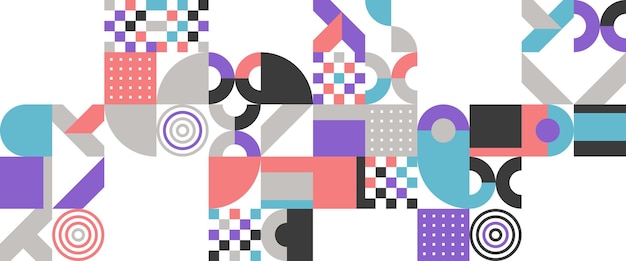 Colorful vector illustration geometric minimal pattern mosaic banner Simple circle shapes modern banner vector design For web design business presentation website header invitation background