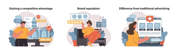 colorful vector illustrations capture the essence of gaining a competitive edge enhancing brand