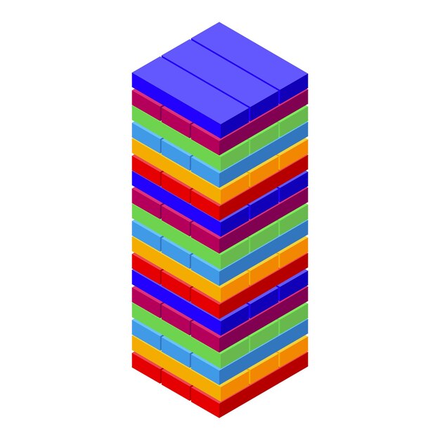 Colorful wooden blocks towering high isometric style