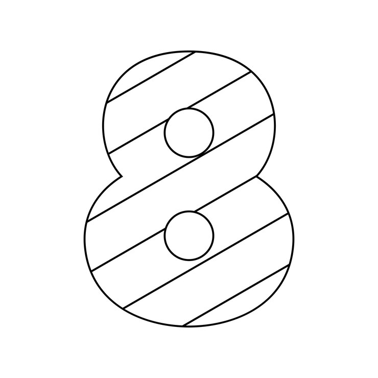 Vektör coloring page with number 8 for kids