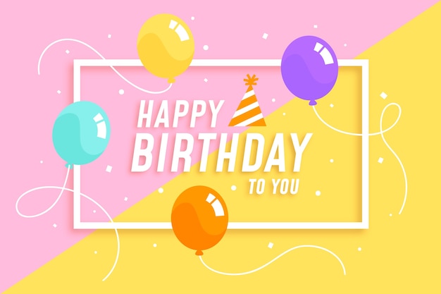 colourful balloons with string happy birthday background