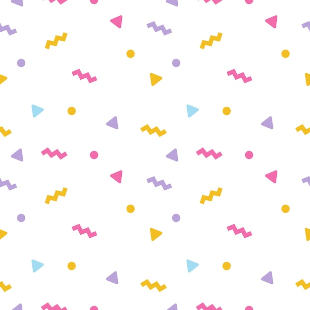Colourful Memphis design seamless pattern on white background