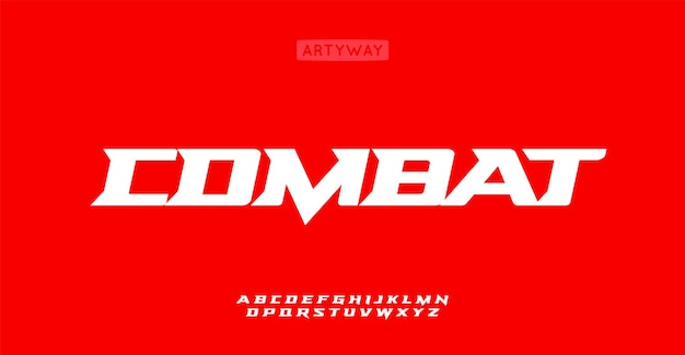 Combat alphabet bold italic sharp letters powerful font for dynamic logo striking headline sport and