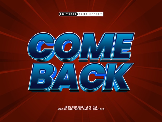 come back editable text effect in kids and simple text style
