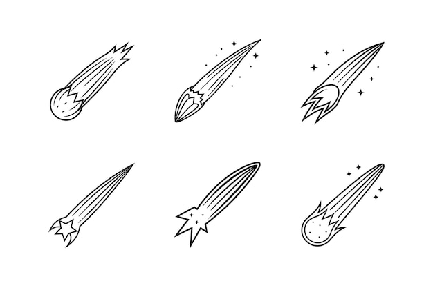 comet icon line art vector illustration