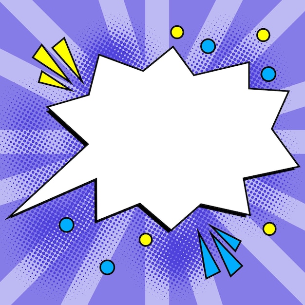 Comic Blank Speech Bubble With Copy Space Over Color Background Design Empty Template In Explosion Framework Representing Fancy Add and Attractive Message