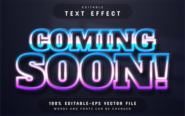 coming soon neon style text effect