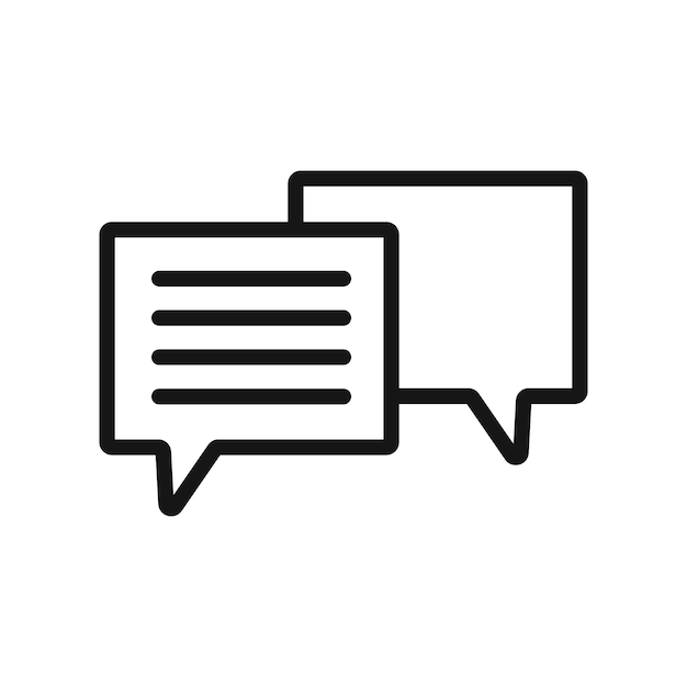 Comment icon 2 Black line art vector