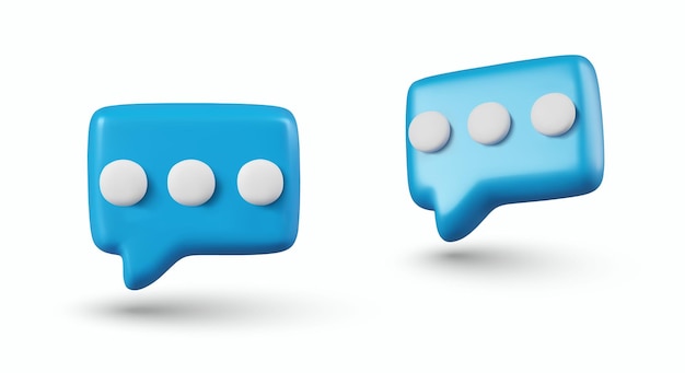 Comment sign with three dots in 3D style New message icon