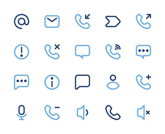 Communication and Contacts Icon Set Duotone Pixel Perfect Contacts Icon Pack