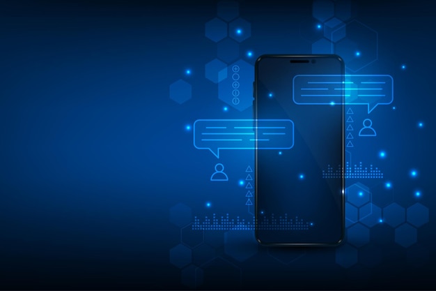 Communication concept Smartphone with internet network connection Technology abstract background