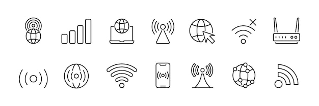 Communication icon set Network internet and telecommunication icons Vector