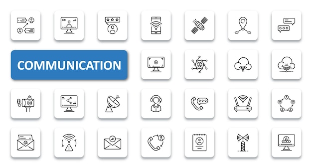 Communication icon set vector illustration thin line outline icons