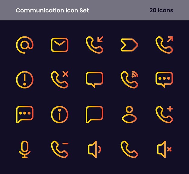communication icon set