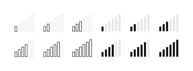 Communication level set icons Linear silhouette and flat style Vector icons