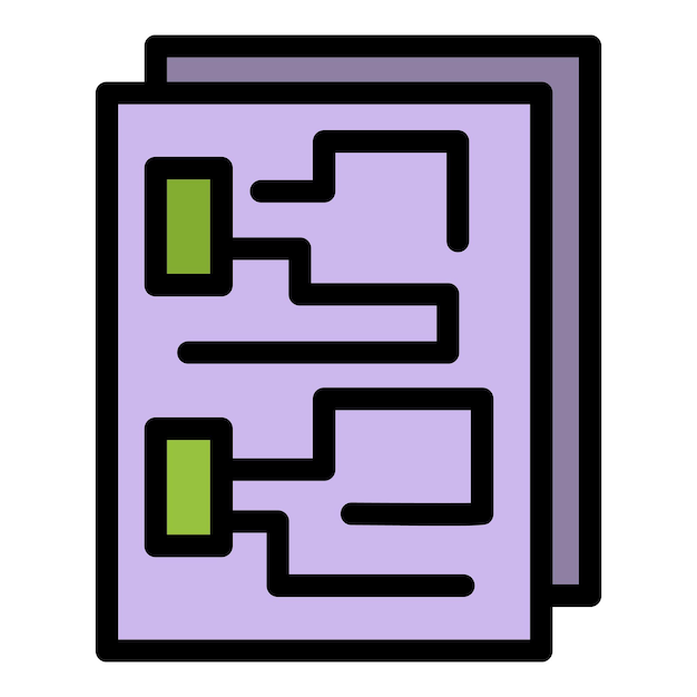 Communications engineer plan icon Outline communications engineer plan vector icon color flat isolated