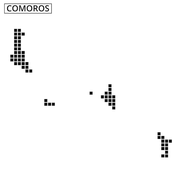 Comoros map outline demonstrating geographical features and island locations clearly