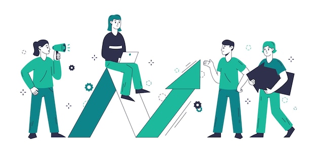 Company growth strategy concept leadership business goal achievement flat vector illustration