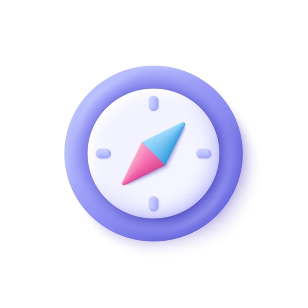Compass 3d vector icon Cartoon minimal style