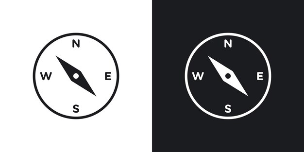 Compass icon set Circle map orientation vector logo symbol in black filled and outluined style North south wind discovery sign