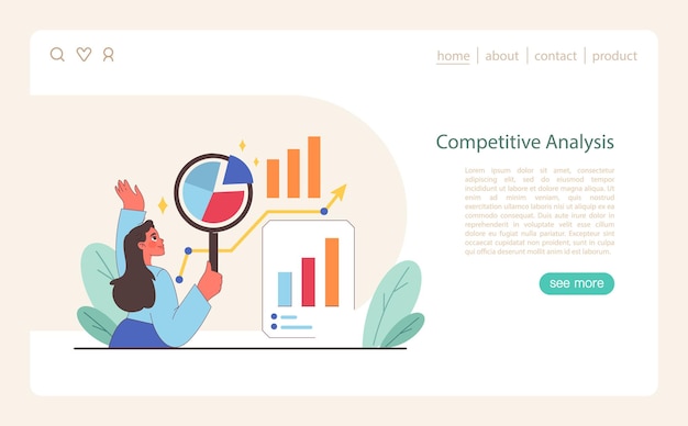 Competitive analysis concept a professional dives into market research with charts and graphs for