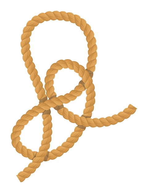 Complex knot tied using thick rope Nautical rope knot illustration isolated white background