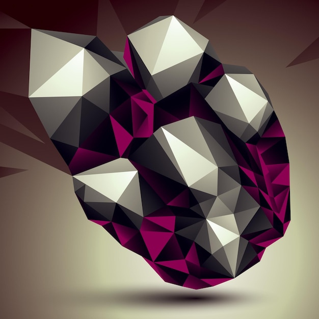 Complicated abstract grayscale 3D shape, vector digital object. Technology theme.