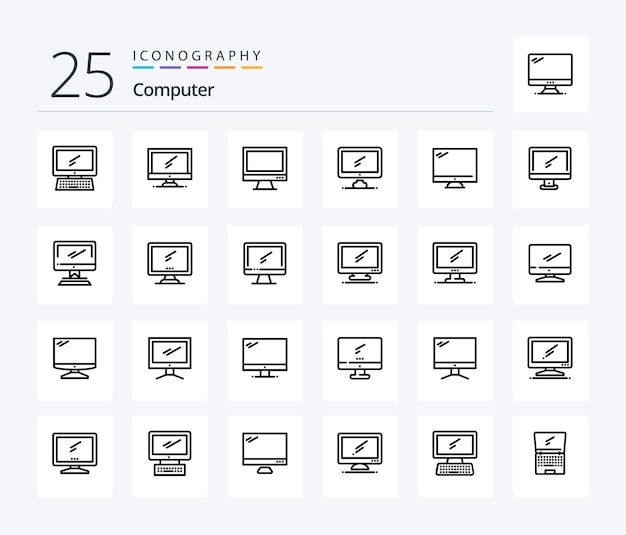 Computer 25 Line icon pack including Layer 1 keyboard flip device