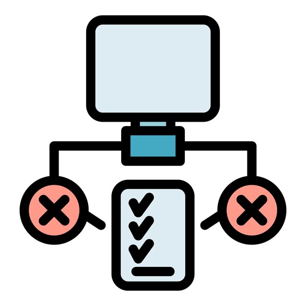 Computer 2fa icon outline vector Factor password Code login color flat