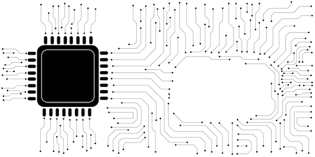 computer chip electronic circuit board vector for technology and finance concept and education